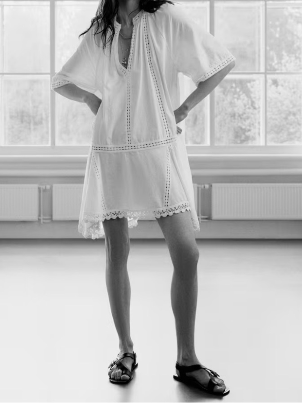 Classic Boho Chica Cotton Lace Dress - NWT, size L